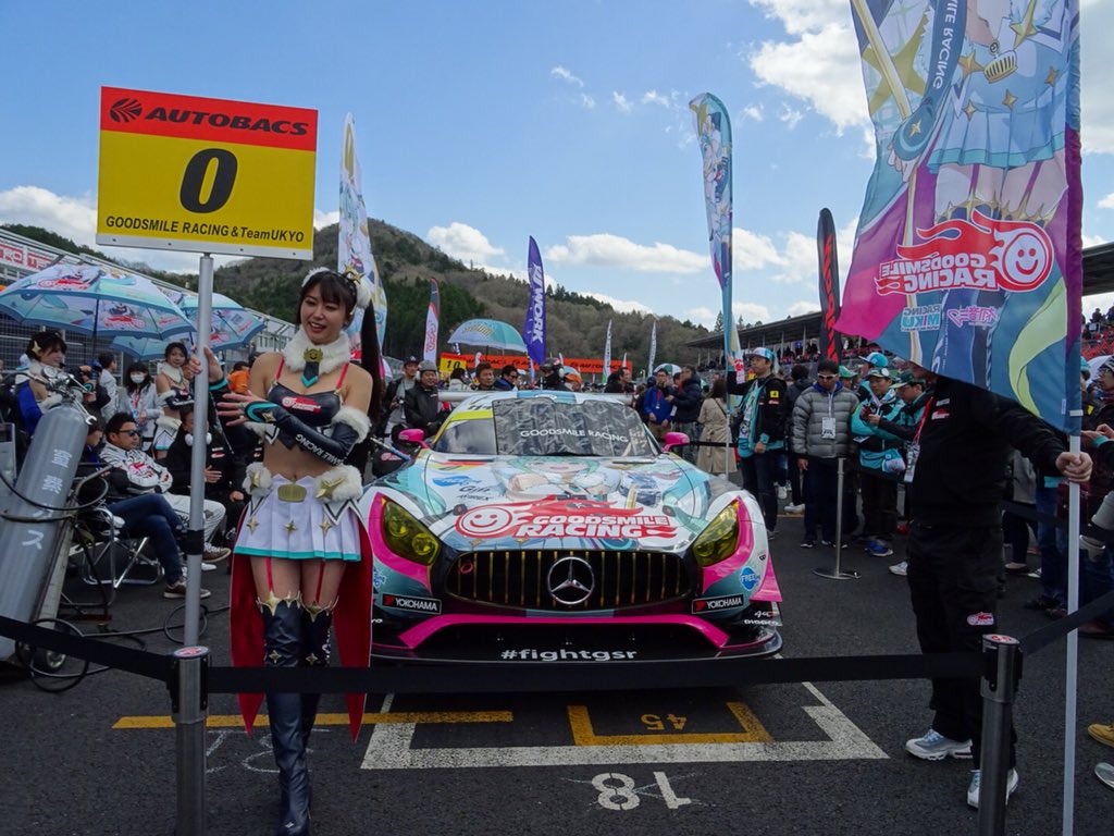 Hatsune Miku GoodSmile Racing x Team.UKYO at the Rd.1 of the 2018 Super GT Championship in Okayama
